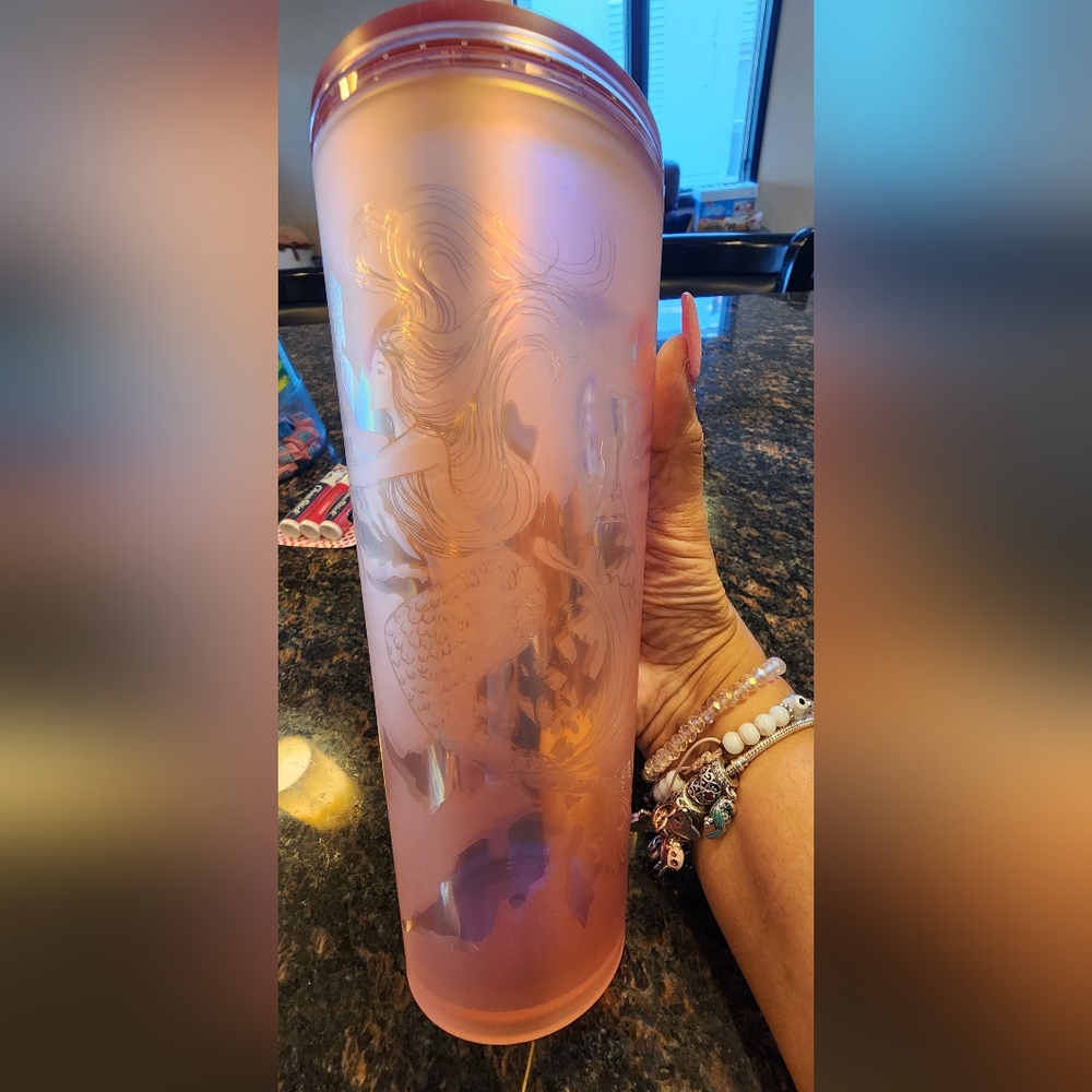 Starbucks Iridescent Rose Gold Pink SirenMermaid Soft Touch Tumbler